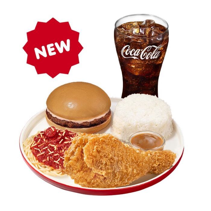 1-pc. Chickenjoy, Half Jolly Spaghetti, Yumburger, with Rice and Reg. Drink 