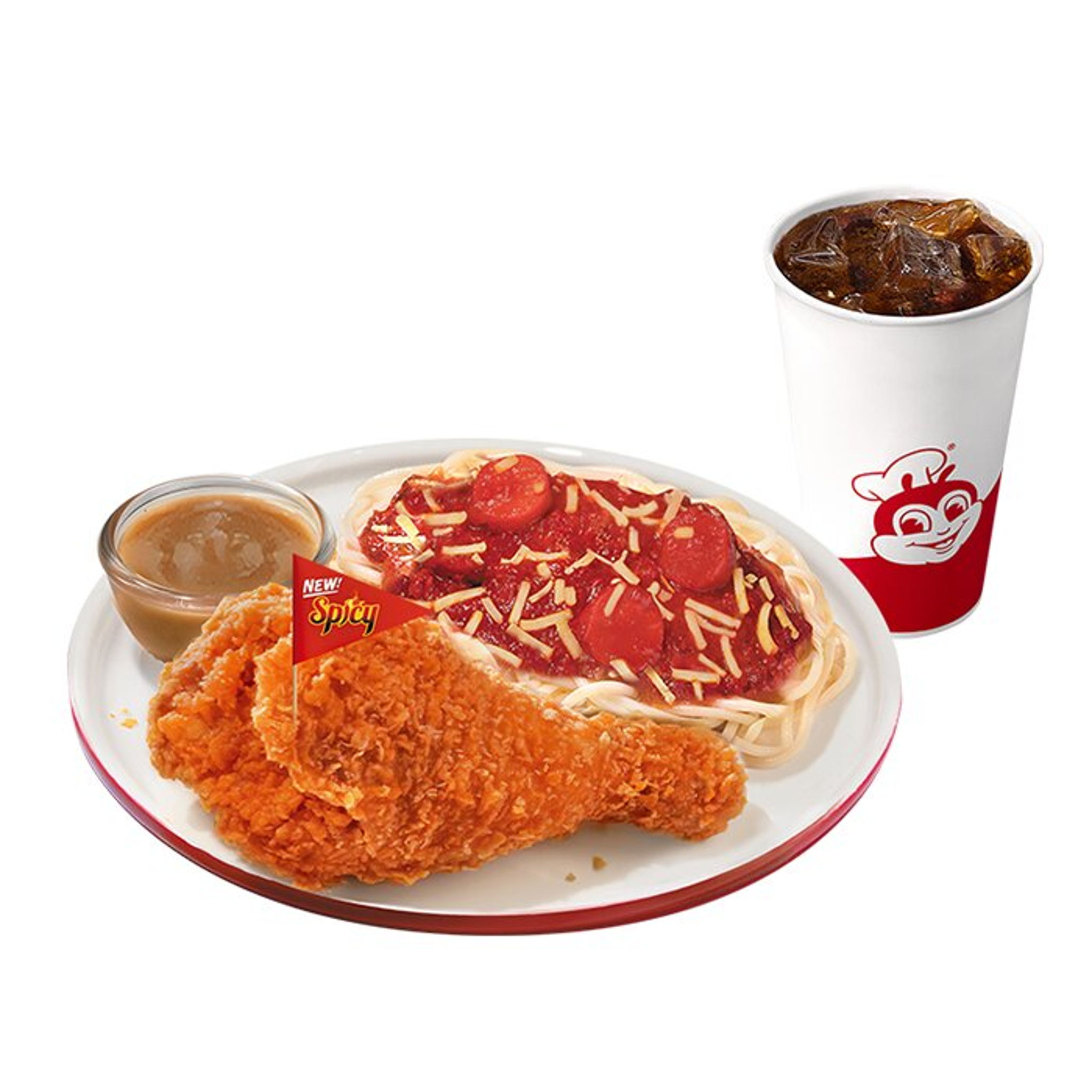 1 - pc. Chickenjoy New Spicy w/ Jolly Spaghetti w/ Drink | Chickenjoy ...