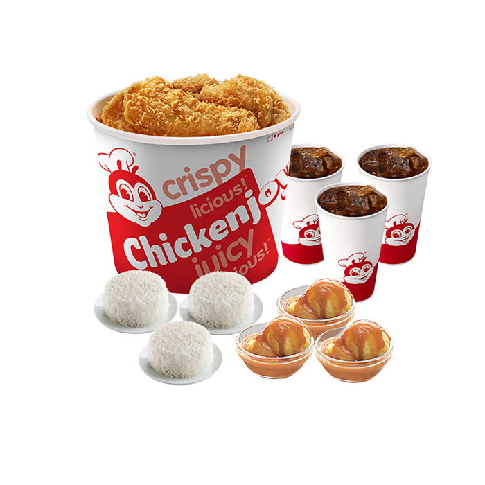 Family Super Meal A: 6 - pc. Chickenjoy Bucket w/ 3 Rice, 3 Sides and 3 Drinks