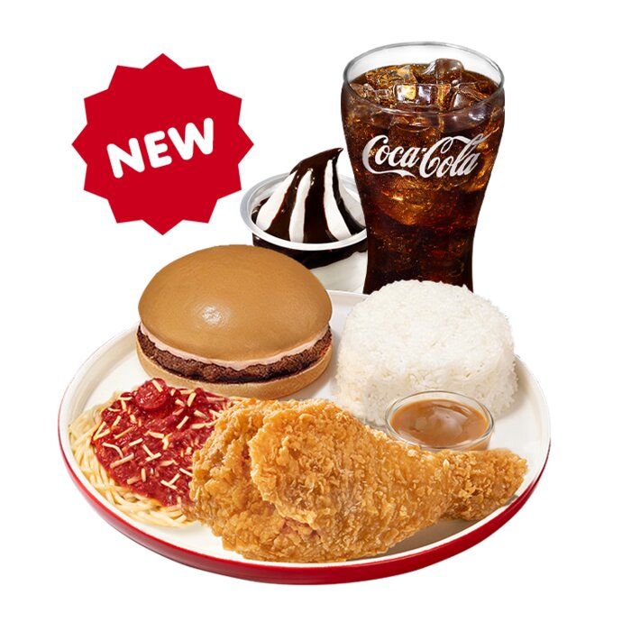 1-pc. Chickenjoy, Half Jolly Spaghetti, Yumburger, with Rice and Reg. Drink (...