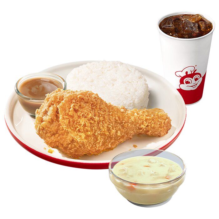1 - pc. Chickenjoy w/ Chicken Macaroni Soup & Drink