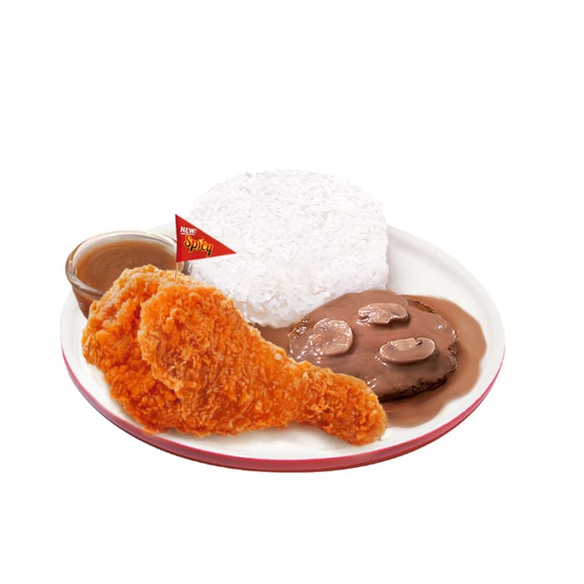 1 - pc. Chickenjoy New Spicy w/ Burger Steak Solo | Chickenjoy Near Me ...