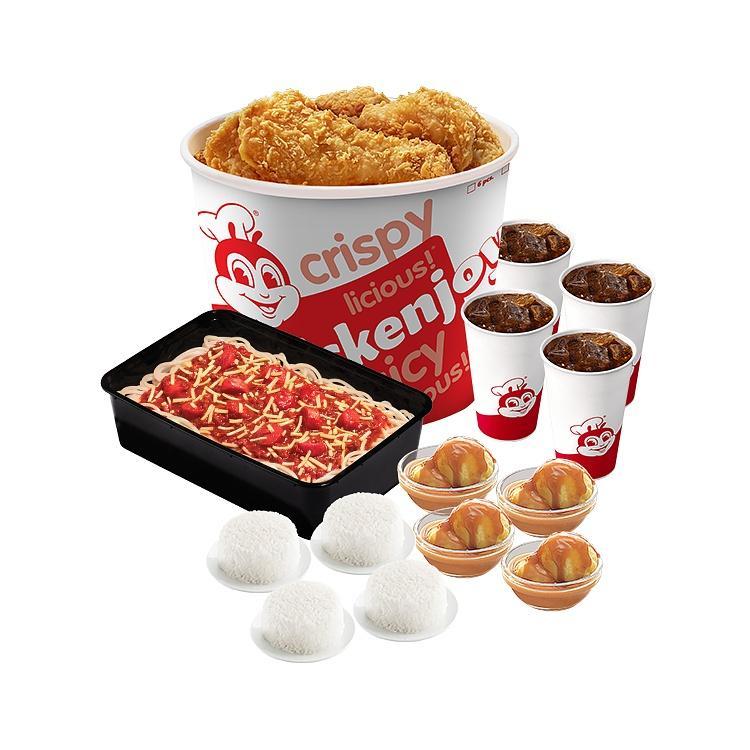 8-pc. Chickenjoy w/ Jolly Spaghetti Pan,  4 Rice, 4 Sides, and 4 Drinks