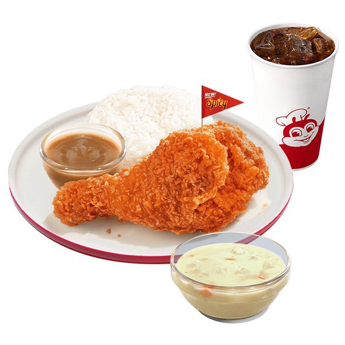 1 - pc. Crispy Hot Chickenjoy w/ Chicken Macaroni Soup & Drink