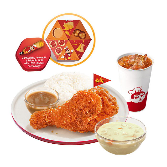 Jolly Rainy Day Bundle: 1-pc. Spicy Chickenjoy w/ Chicken Macaroni Soup & Drink