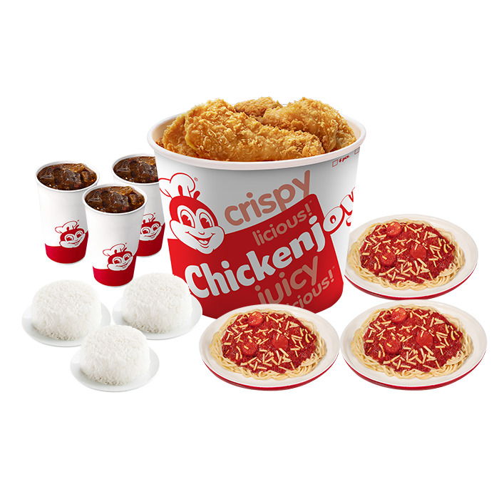 6 - pc. Chickenjoy w/ Rice, Jolly Spaghetti & Drinks