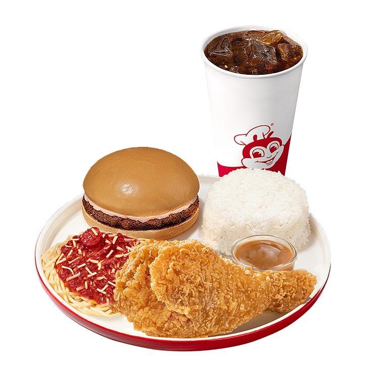 1-pc. Chickenjoy, Half Jolly Spaghetti, Yumburger w/ Rice & Drink
