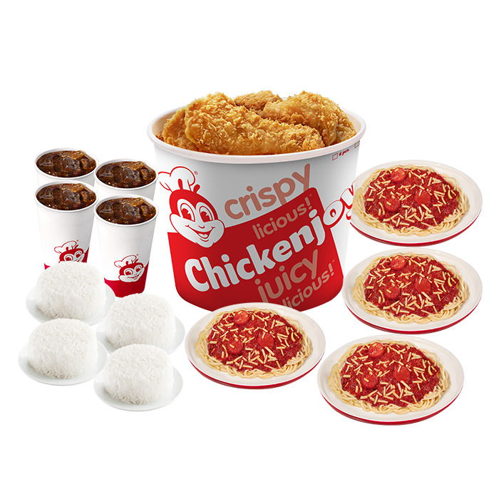 8 - pc. Chickenjoy w/ Rice, Jolly Spaghetti & Drinks