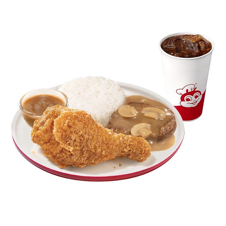 1-pc. Chickenjoy w/ Burger Steak & Drink